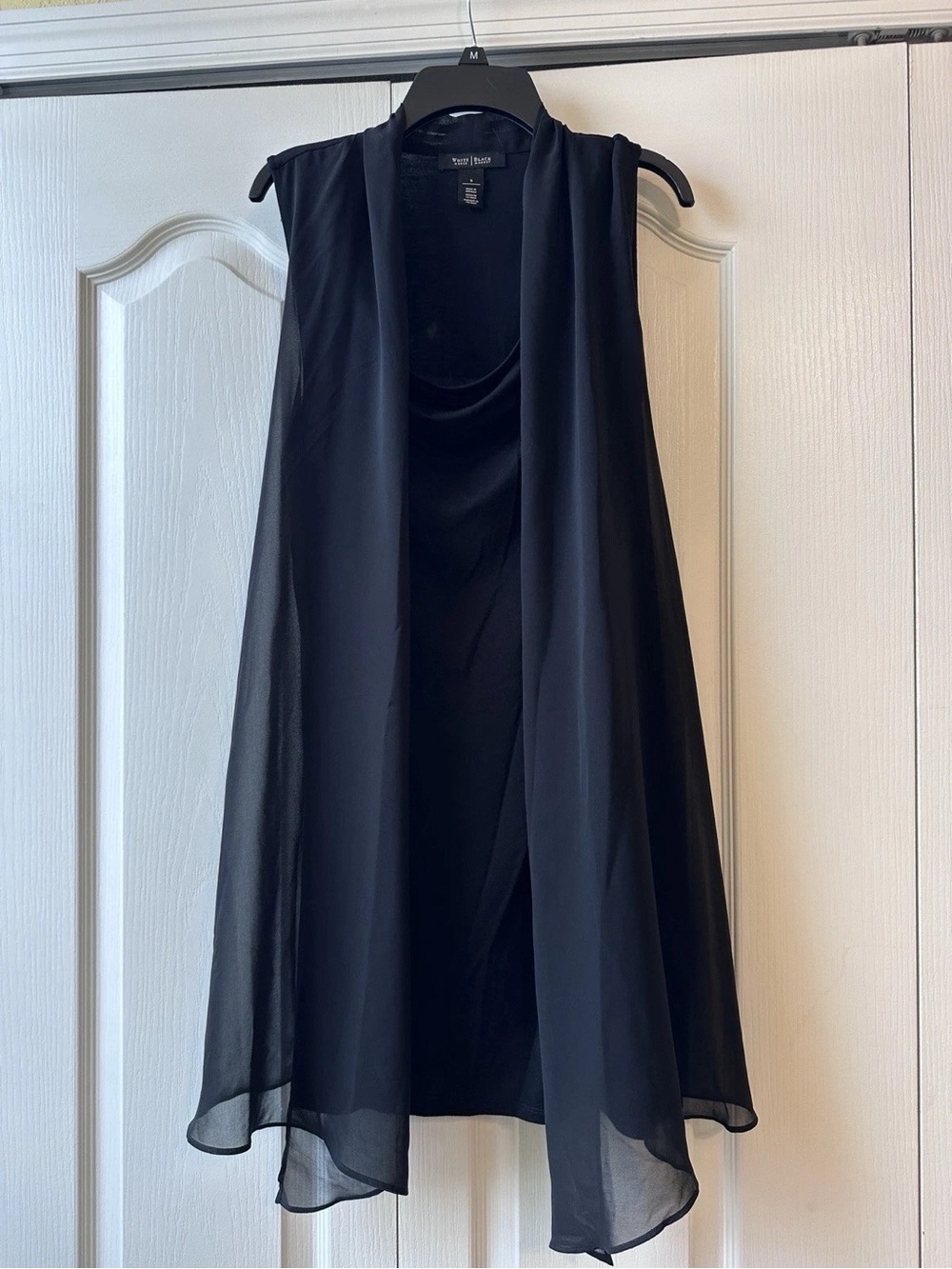 White House Black Market Black Draped Longline Overlay Tank Dress